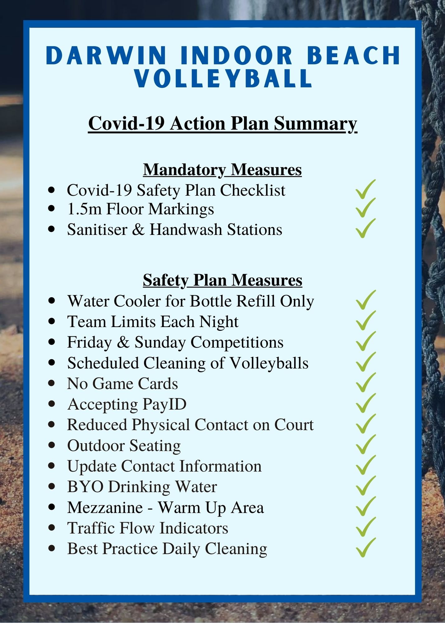 Home Darwin Indoor Beach Volleyball